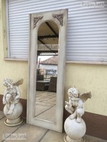 Provence bútor, antikolt fehér álló Faragott tükör 1.