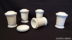U879 D3 Antik porcelán patika edény tégely 5 db