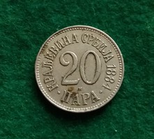 Szép szerb 20 para 1884.