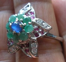 925 ezüst gyűrű rubin, zafír, smaragd, topáz 18,5/58,1 mm,