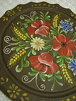  Kézzel festett virágmintás fa tányér falitányér 30 cm