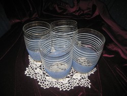 Üveg poharak   .,a kék része durva homokolt , jó fogású  7x10 cm