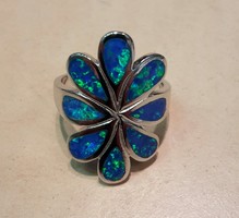 Kék opál köves ezüst gyűrű (magyar fémjellel)