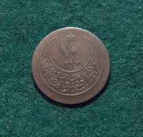 Törökország, nagyon szép ezüst 10 para 1899 (1293/25) , 2 g.
