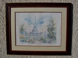 Francia festő - "Párizs - Eiffel torony!" akvarell