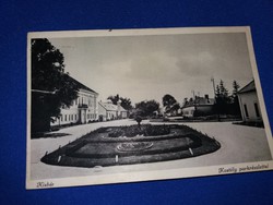 Antik képeslap 1935 Kisbér parkrészlet korabeli magyarországi levelezés