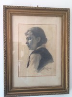 Baráth József női portré ceruzarajz