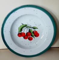 Vidám  élénk színű német Rösler fajansz tányér, tál, asztalközép, 22,5 cm az átmérője