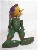 Pinokió kézzel festett régi jelzett bábú 