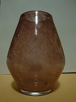 Karcagi rózsaszín repesztett üveg váza 12 cm