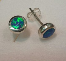 Kék opàl köves ezüst fülbevaló