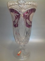 JELZETT Szépséges talpas ólom kristály üveg váza nagy méret 34 cm öblös váza nagy csokornak is