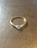 18 ct-os arany gyűrű különleges rózsa csiszolású gyémánttal, szoliter, eljegyzési gyűrű