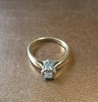 Szoliter gyémánt gyűrű,  0,1 ct, eljegyzési gyűrű