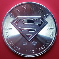 2016 Kanada Superman egy uncia (31,1 g) ezüst 5 dollár érme Ag 9999 színezüst