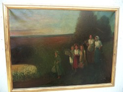 Hazafelé a mezőről Kunffy olaj vászon festmény