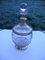 Antik 14 k aranyozott biedermelyer likőrös palack (Moser-Lalique) minőség