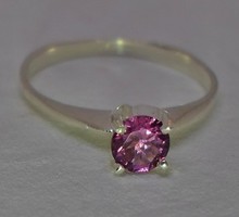 Szépséges valódi tiszta rózsaszín  turmalin ezüst gyűrű