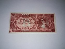 Százezer B.-Pengő 1946-os Hajtatlan A-UNC  bankjegy !! 