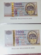 Aranyszálas Millenniumi papír 2000 forintosok ár/db