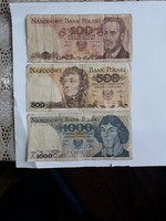 Lengyel 100, 500, 1000 zloty(1982- 1986)