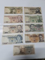 9 féle lengyel zloty bankjegy(1982- 1989)