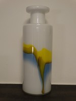 Modern opálüveg váza színes rétegekkel, Holmegaard üveghuta, 70-es évek