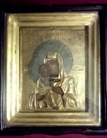 28 × 33 cm antique gold plated silvered russian icon