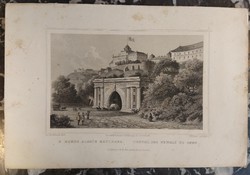 L. Rohbock - A budai alagút kapuzata - G. Hefs - acélmetszet - 19. század