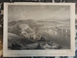 L. Rohbock - Buda és Pest a Gellérthegyről - G.M. Kurz - acélmetszet - 19. század