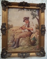 Deák Ébner Lajos akvarellje Furulyázó juhász
