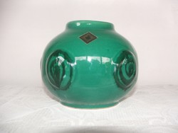 Zöld és duci iparművészeti váza,kaspó