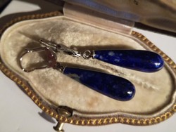 Ezüst patentos csepp lapis lazuli fülbevaló
