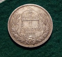 Nagyon szép  ezüst 1 Korona 1915 KB, 5 g.