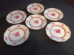 Herendi Apponyi mintás purpur süteményes tányérok