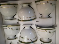 Hollóházi Tátika (zöld) porcelán teáskészlet eredeti csomagolásban