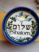 Izraelből kis dísztárgy -Shalom -héber felirattal-Judaika .