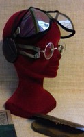 Régi Háborús repülős pilóta szemüveg védő szemüveg fülvédő és szenes kézmelegítő egyben