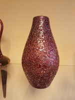 Zsolnay ritka repesztettmázas  piros eozin váza
