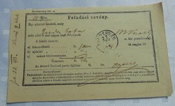 Postai csomagfeladási vevény 1873.febr.22  Kolozsvár