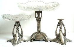 Antik Szecis ezüst kínáló asztalközép garnitúra