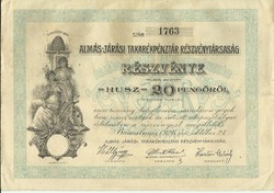 Almás-Járási Takarékpénztár Részvénye.-1926