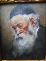 Kasznár Ring Jenő (1875-1945)Zsidó rabbi.Judaika.Eredeti festmény.
