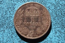1896. Ferencz József 1 Korona ezüst pénzérme 