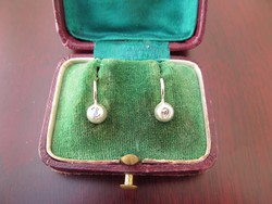 Antik 14 karátos gyémánt köves fülbevaló ezüst foglalatban