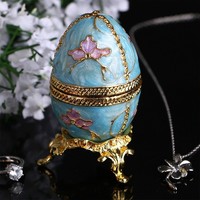 Fabergé tojás orosz kék tűzzománc  borítással kristállyal