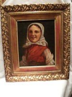 István Horváth "peasant girl" oil painting