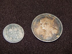 Antik ezüst pénzek -Horty 5 pengös - 1 koronás