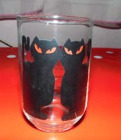 Fekete cicás üvegpohár