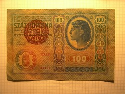 Ritka 100 Korona 1912 Magyarország bélyegzős !